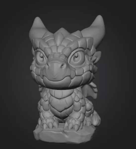 Baby Stone Dragon STL File 3D Printable Fantasy Dragon Figurine - Model preview 8