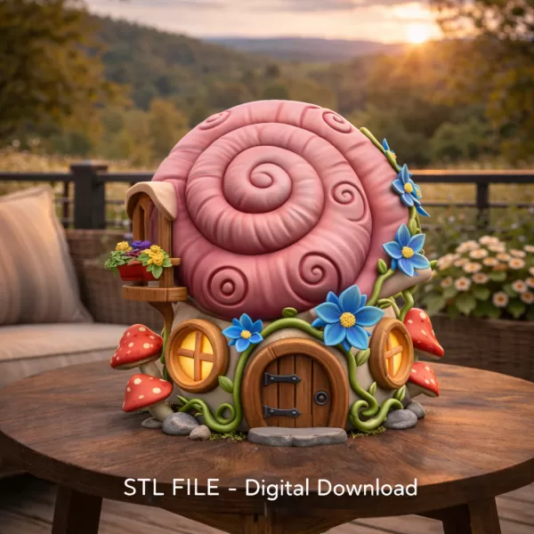 Enchanted Snail Shell Cottage STL File 3D Printable - Model preview 1