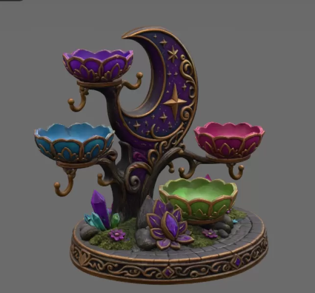 Celestial Moon Jewelry & Key Organizer STL File for 3D Print - Model preview 6