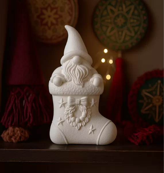 Gnome in Christmas Stocking | Adorable Holiday Ornament | Cozy - Model preview 4