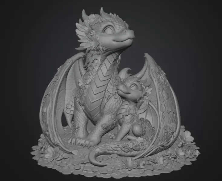 Cherry Blossom Dragon Family STL File for 3D Print - Model preview 14