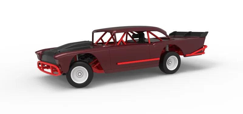 Vintage Dirt Modified stock car V9 while turning Scale 1:25 - Model preview 1