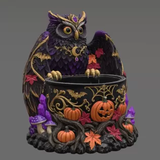Mystic Halloween Owl Bowl STL File for 3D Print - Model thumbnail 12