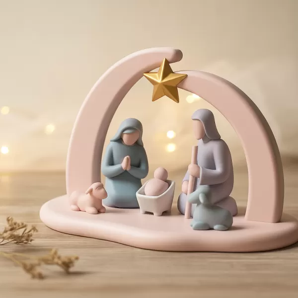 Minimalist Nativity Scene | Holy Family Christmas Decor | Modern - Model preview 3