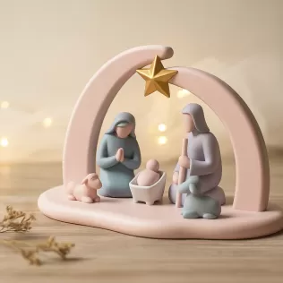 Minimalist Nativity Scene | Holy Family Christmas Decor | Modern - Model thumbnail 3
