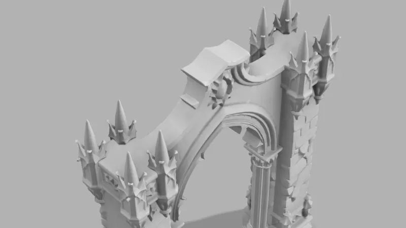 Gothic Arch Gate - Medieval Halloween Decor - Model preview 4