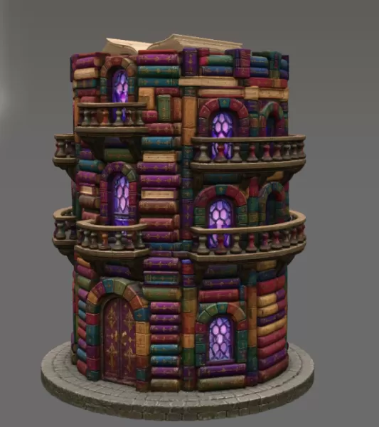 📚 Enchanted Library Tower STL File for 3D Print - Model preview 6