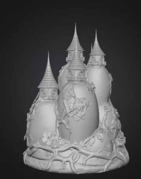 Fantasy Egg Castle STL File– 3D Printable Easter Decoration - Model preview 9