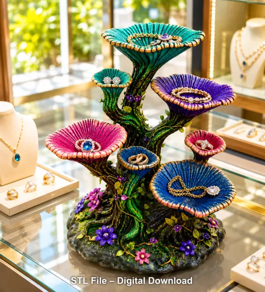 Enchanted Floral Tree Organizer STL File for 3D Print - Model preview 5