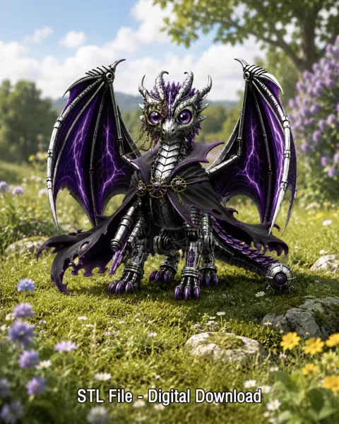 Shadow Mecha Dragon STL File for 3D Print - Model preview 2