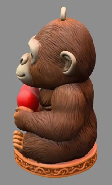 Cute Gorilla STL File – 3D Printable Valentine Figurine - Model preview 3