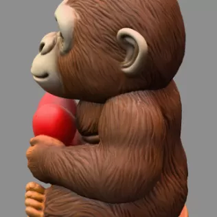 Cute Gorilla STL File – 3D Printable Valentine Figurine - Model thumbnail 3