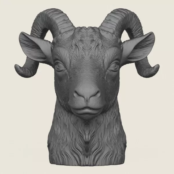 Goat Head Vase Print Ready 3D Model - Model preview 3