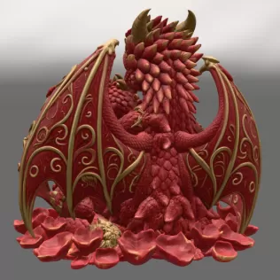 Rose Dragon Mother and Baby STL File for 3D Print - Model thumbnail 10