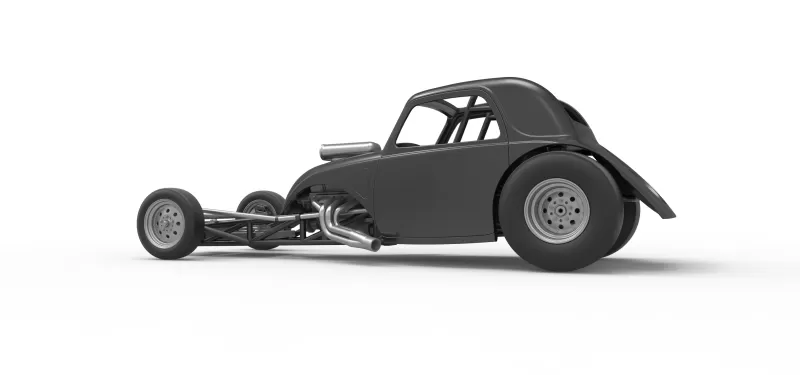 Front engine old school dragster with shell V11 Scale 1:25 - Model preview 13