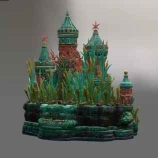 Coral Kingdom Fantasy Castle STL File for 3D Print - Model thumbnail 13