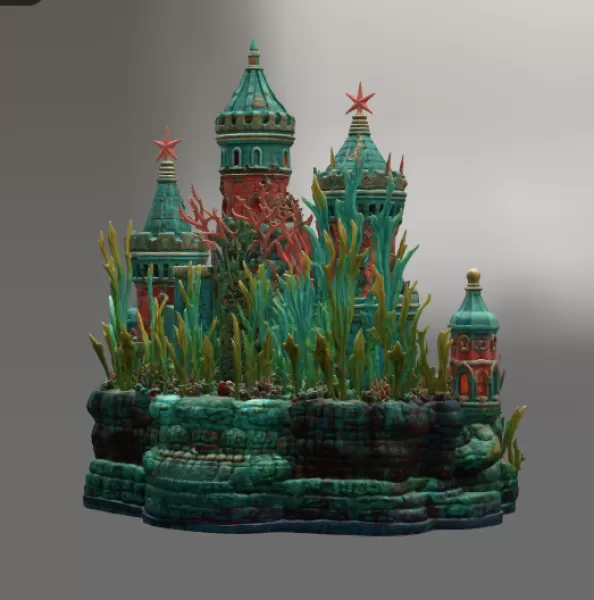 Coral Kingdom Fantasy Castle STL File for 3D Print - Model preview 13