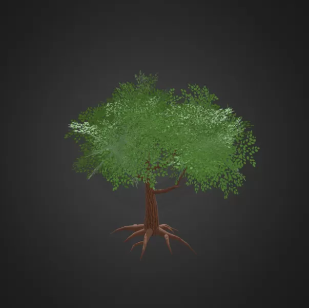 Stylish Low Poly Tree with Roots - Model preview 3