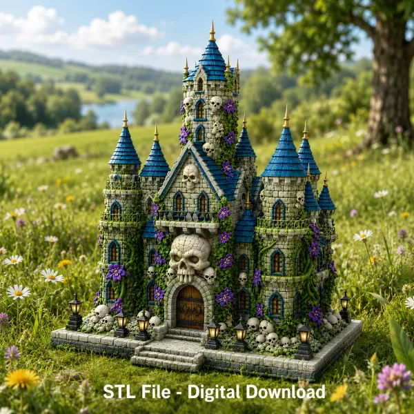 Skull Bloom Castle STL File for 3D Print - Model preview 2