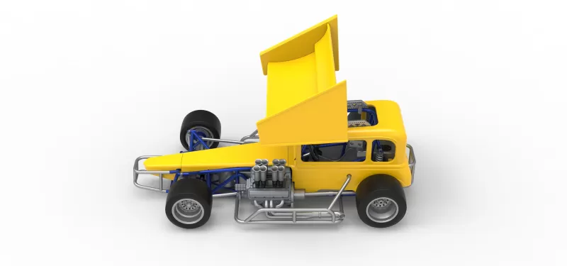 Vintage Winged Supermodified stock car Version 3 Scale 1:25 - Model preview 10