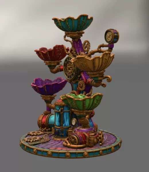 Steampunk Clockwork Bowl Organizer STL File for 3D Print - Model preview 11