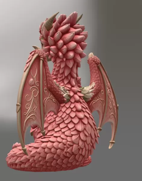 Rosé Bloom Dragon STL File for 3D Print - Model preview 11