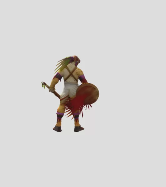 Jaguar warrior with shield and club - Model preview 3