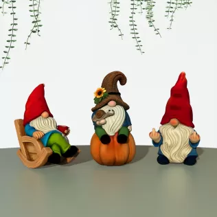Garden Gnome Figures, 3 pcs. Spring Gnomes, Rocking Chair - Model thumbnail 6