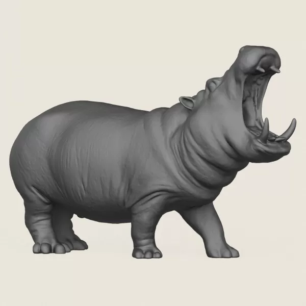 Hippopotamus Print Ready 3D Model - Model preview 1
