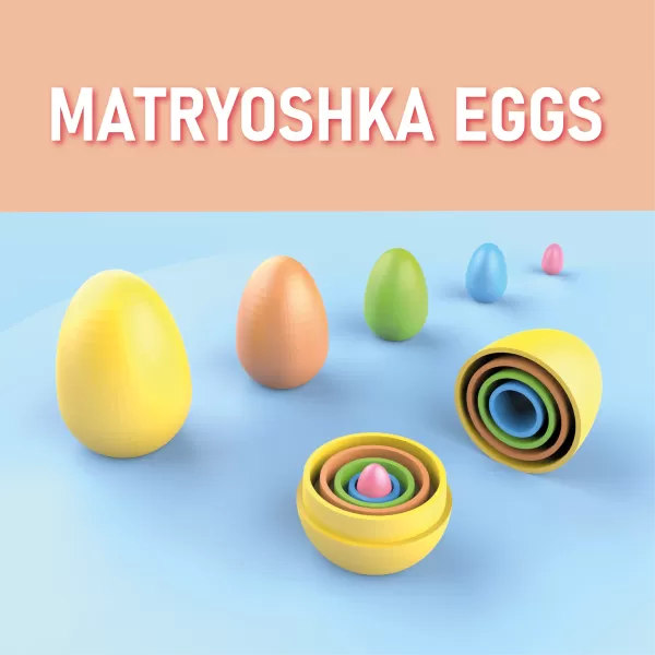 Easter Matryoshka Eggs, 5 Eggs - 10 pcs. Set, Easter Egg Gift - Model preview 1