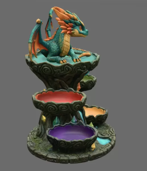 Baby Dragon Organizer Tree STL File for 3D Print - Model preview 11