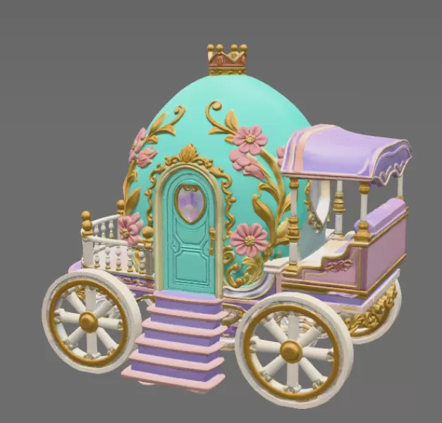 Royal Fantasy Egg Carriage - STL File 3D Printable - Model preview 5