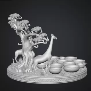 African Savanna Giraffe Bowl Organizer STL File for 3D Print - Model thumbnail 18