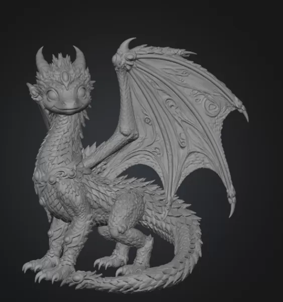 Royal Crimson Dragon STL File for 3D Print - Model preview 9