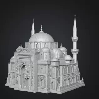 Blue Dome and Twin Minaret Architecture STL File for 3D Print - Model thumbnail 17