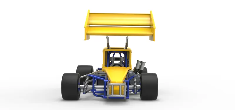 Vintage Winged Supermodified stock car Version 3 Scale 1:25 - Model preview 7