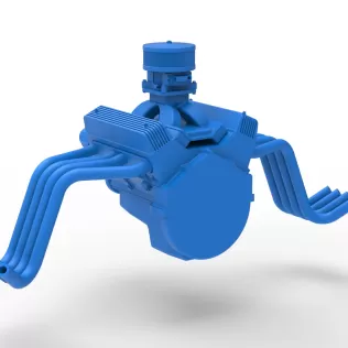 Engine V8 for vintage dragster Version 9 Scale 1:25 - Model thumbnail 11