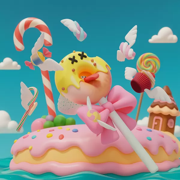 butterfly net with Donut design Candy Catcher with Wings - Model preview 3