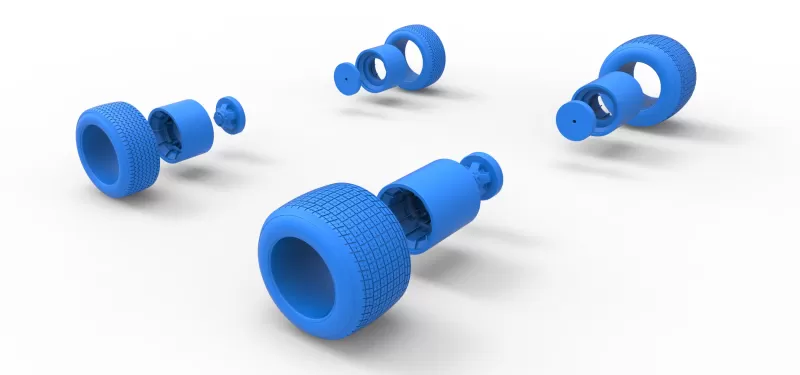 Wheel Set of Vintage Dirt Supermodified stock car Scale 1:25 - Model preview 12