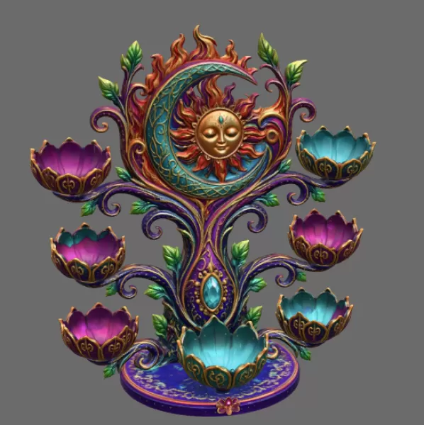Celestial Sun and Moon Organizer STL File for 3D Print - Model preview 8