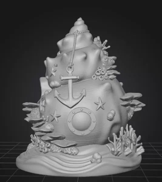 Seashell House STL File – Fantasy Ocean Shell House - Model preview 8