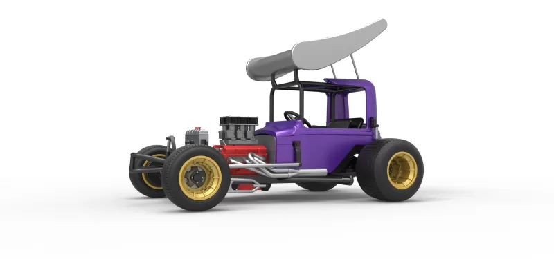 Vintage Winged Supermodified stock car for Dirt Scale 1:25 - Model preview 2