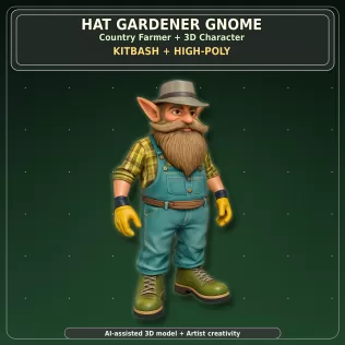 Garden Gnome Character Pack – Fantasy Garden Worker Kitbash - Model thumbnail 20