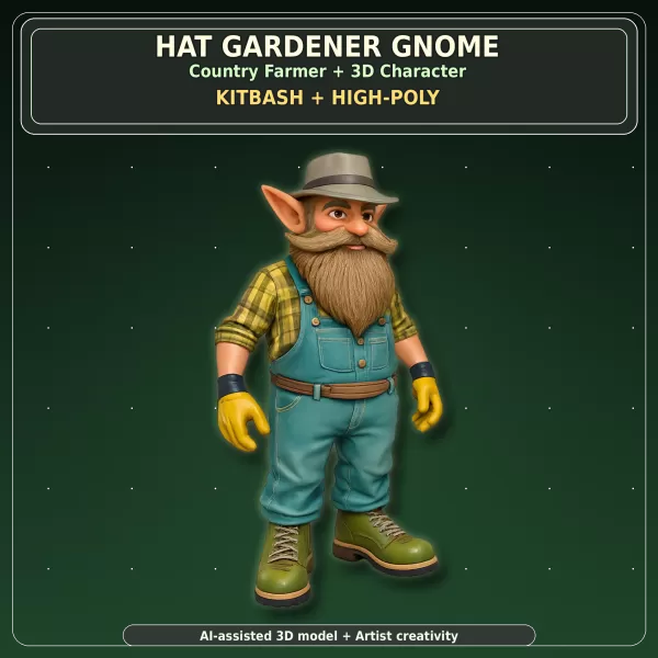 Garden Gnome Character Pack – Fantasy Garden Worker Kitbash - Model preview 20