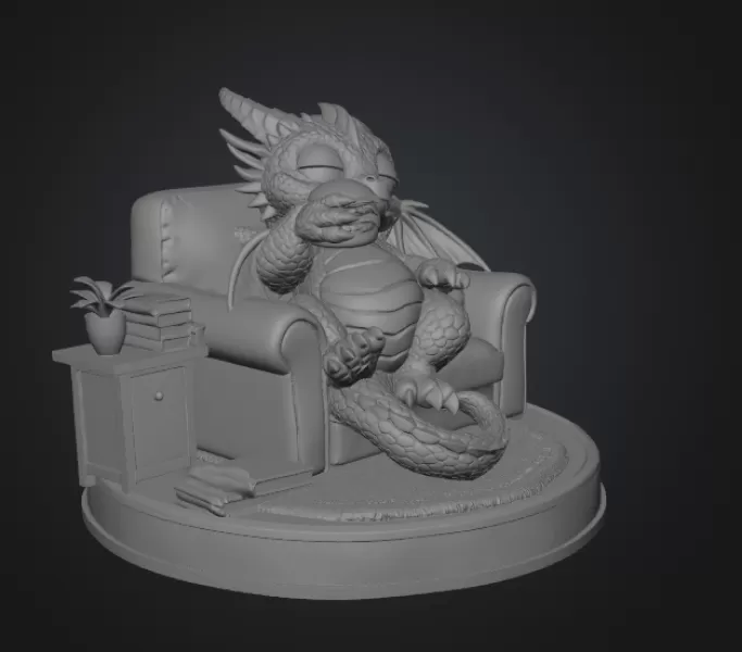 Lazy Dragon STL File for 3D Printing - Model preview 11