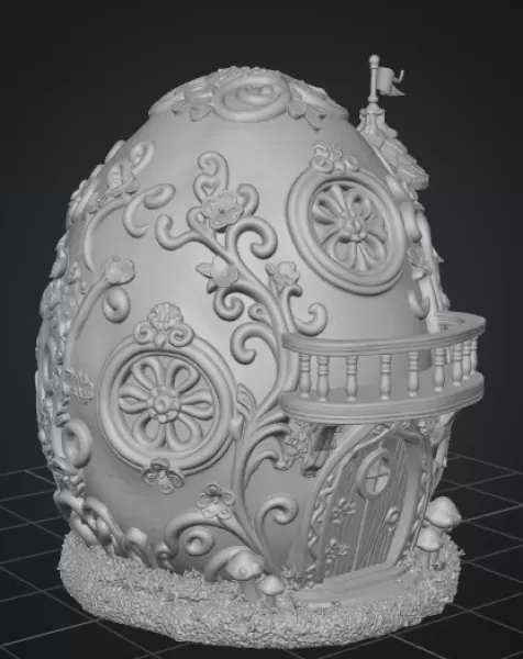 Fantasy Egg House STL File – 3D Printable Easter Decoration - Model preview 11