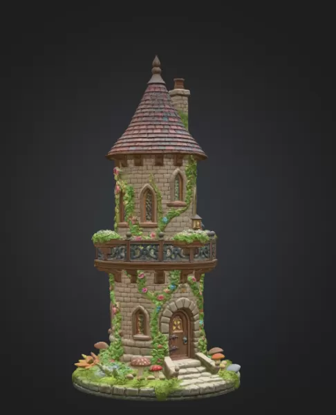Enchanted Fantasy Tower STL File 3D Printable Fairy Tale Tower - Model preview 6