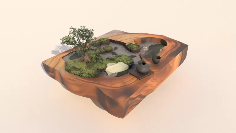 Zen_Coffee Table (For Interior 3D Model) - Model preview 4
