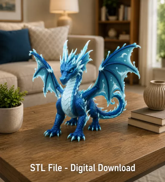 🌊 Frostwave Water Dragon STL File for 3D Print - Model preview 1