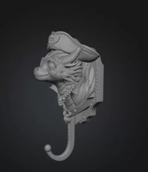 Pirate Dragon Key Holder STL File for 3D Print - Model preview 9